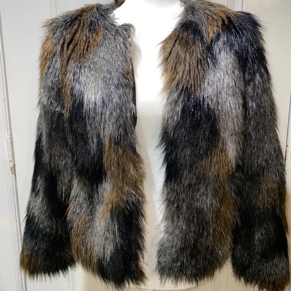 Multi color faux fur coat